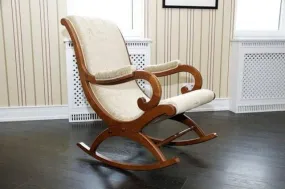Wooden Rocking Chair With Cushion | Brown 101.6D x 61W x 96.5 cm