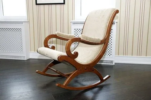 Wooden Rocking Chair With Cushion | Brown 101.6D x 61W x 96.5 cm